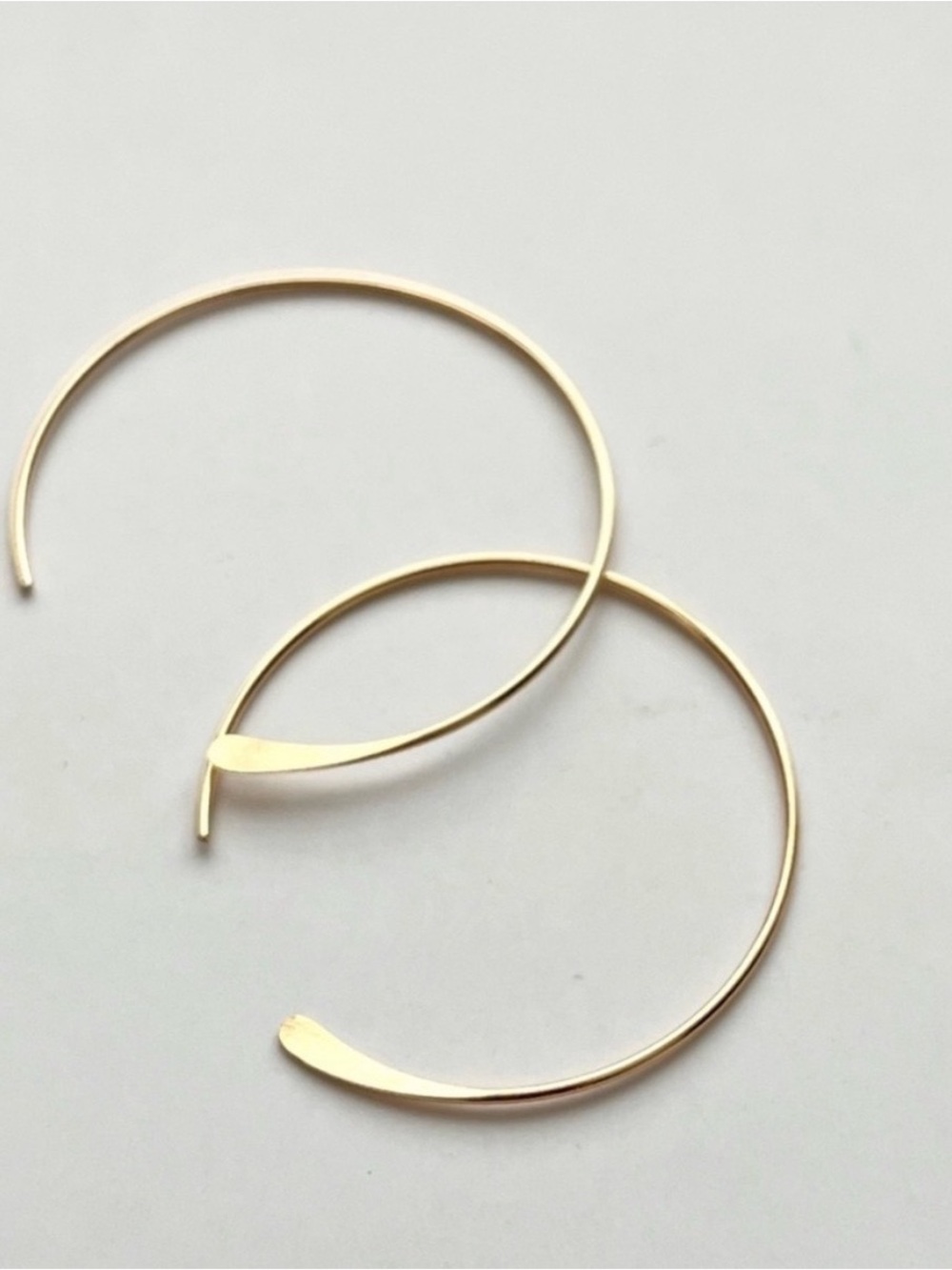 Delicate open arc 14k gold filled lightweight hoop earrings (1 inch diameter)
